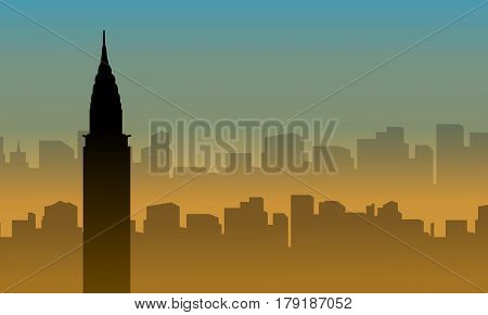 Silhouette of chrysler building scenery at sunset vector art