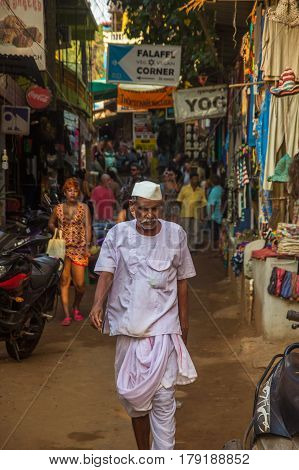ARAMBOL GOA INDIA - MARCH 1 2017: Street in Arambol North Goa India on March 1 2017.