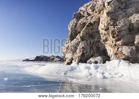 Islands. Lake Baikal. Winter Landscape