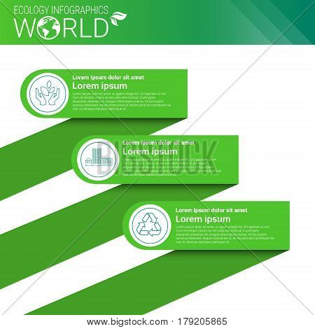 World Environmental Protection Green Energy Ecology Infographics Banner With Copy Space Vector Illustration