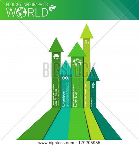World Environmental Protection Green Energy Ecology Infographics Banner With Copy Space Vector Illustration