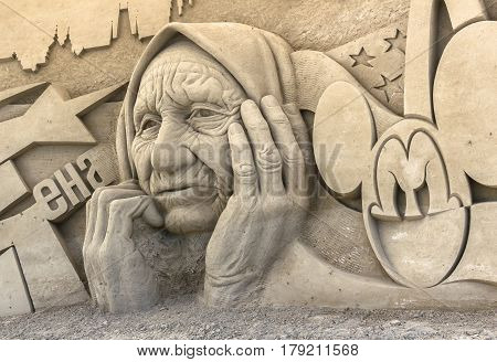 Jesolo Italy July 19 2016: sand sculptures exhibition in Jesolo (VE) ITALY.