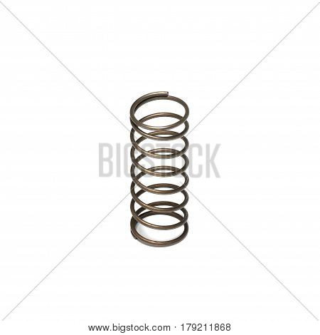 Metal spring isolated on white background, closep