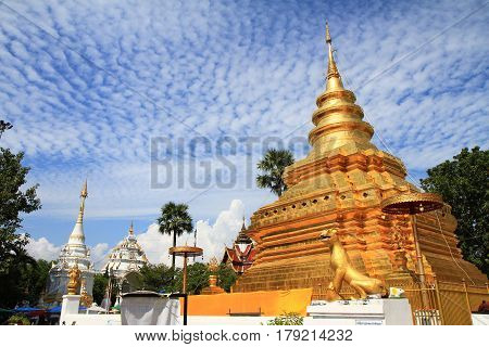 Wat Phra That Sri Chom Thong buddhist temple. Many people belive that pagoda in this temple is pagoda for people who born in the Year of the Rat. chiangmai thailand