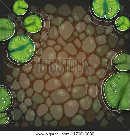 natural pond and water plant top view vector illustration