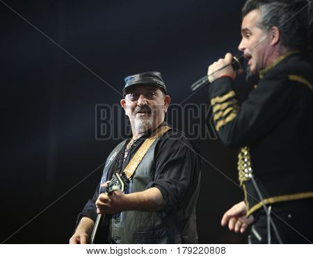 Padua Padova, Pd, Italy - March 29, 2017: Ghigo Renzulli The Guitar Player And Piero Pelu The Vocali