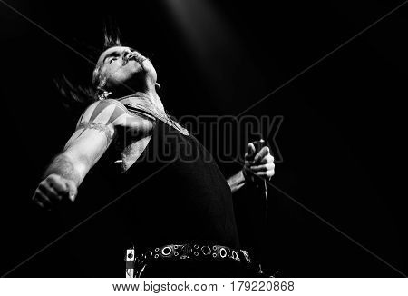 Padua Padova, Pd, Italy - March 29, 2017: Piero Pelù The Vocalist Of Litfiba An Italian Rock Band On