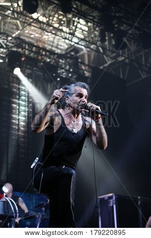 Padua Padova, Pd, Italy - March 29, 2017: Piero Pelu The Vocalist Of Litfiba An Italian Rock Band On