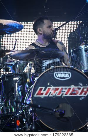 Padua Padova, Pd, Italy - March 29, 2017: Luca Martelli Drummer Of Litfiba An Italian Rock Band On T