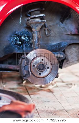 Repair of the suspension of the old machine.