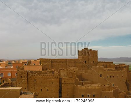 View to Ouarzazate old city aka Taourirt kasbah in Morocco