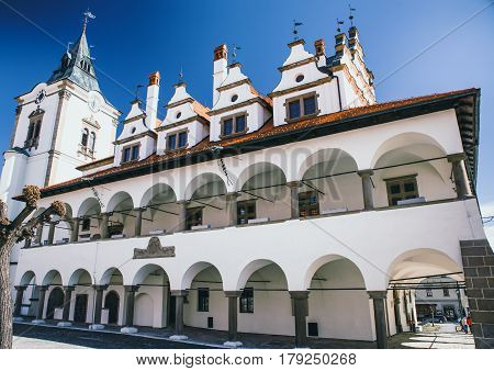 LEVOCA SLOVAKIA - MARCH 19: Historic town hallcentre of town on March 19 2017 in Levoca
