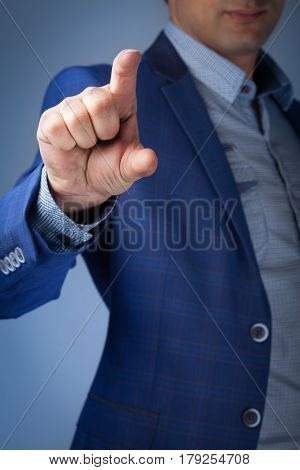 Hand Pushing Interface Button.man Hand Pushing Blank Modern Virtual Technology Screen Icon