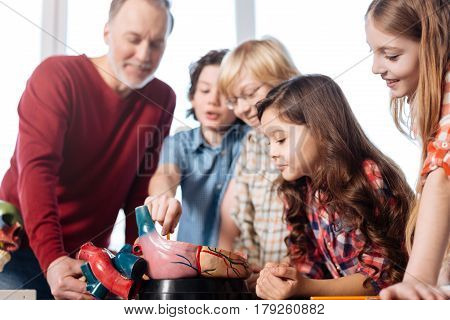 Why do we need that thing. Talented easy going handsome teacher nurturing his students curiosity while sharing some fascinating information on human anatomy