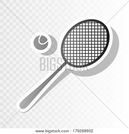 Tennis racquet sign. Vector. New year blackish icon on transparent background with transition.