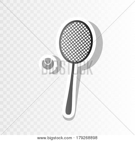 Tennis racquet sign. Vector. New year blackish icon on transparent background with transition.