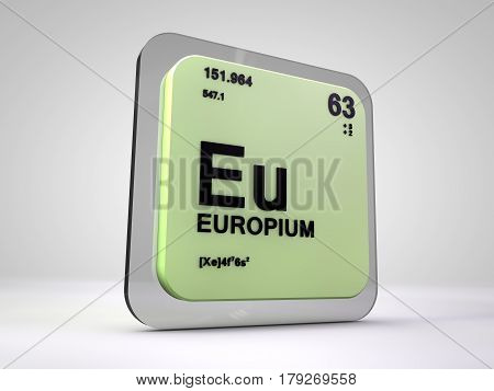 europium - Eu - chemical element periodic table 3d render