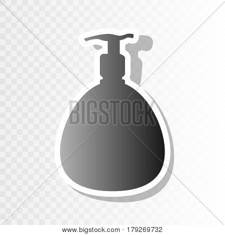 Gel, Foam Or Liquid Soap. Dispenser Pump Plastic Bottle silhouette. Vector. New year blackish icon on transparent background with transition.