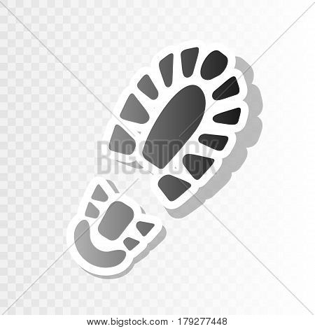Footprint boot sign. Vector. New year blackish icon on transparent background with transition.