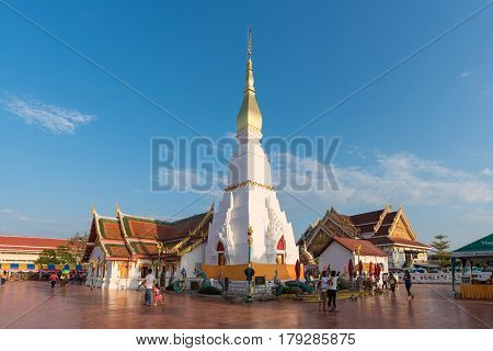 SAKON NAKHON- OCTOBER 24: Wat Pratat Choeng Chum It is a major temple and sacred religious monument on October 24 2015 in Sakon Nakhon ProvinceThailand