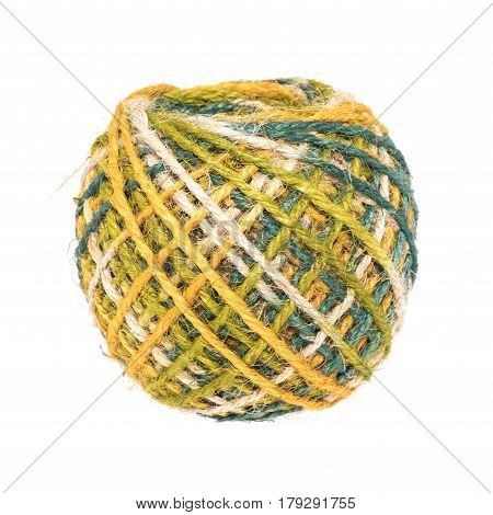 Colourful Hemp String Rope Isolated On White Background