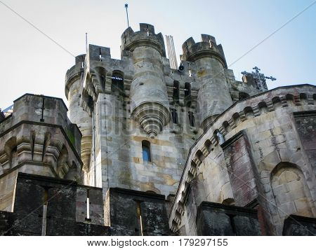 Parcial image of medieval Buitron castle, Basks country, Spain