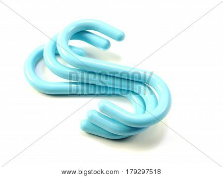 blue color s-shape hooks isolated on white background