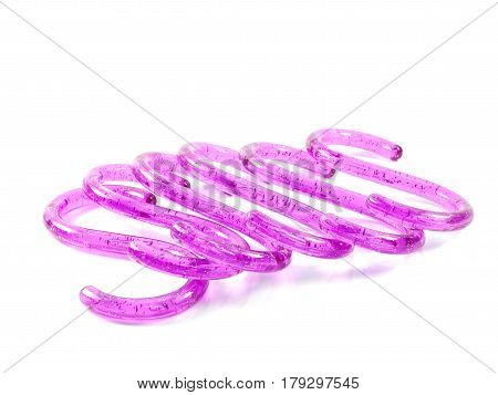 purple color s-shape hooks isolated on white background