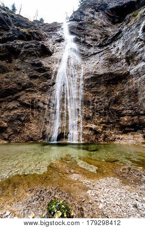 the high Nixenfall Waterfall in the Austrian Alps