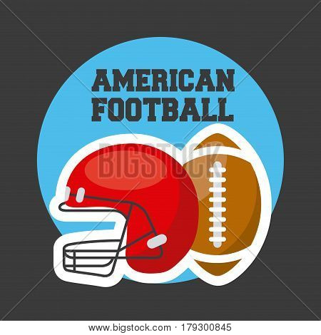 emblem of american football sport with helment and ball icon over white background. colorful design. vector illustration