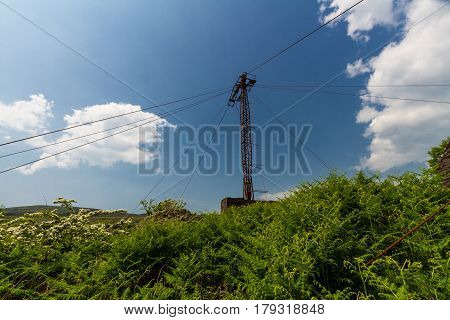 Lattice Metal Support Tower For Aerial Cableway.