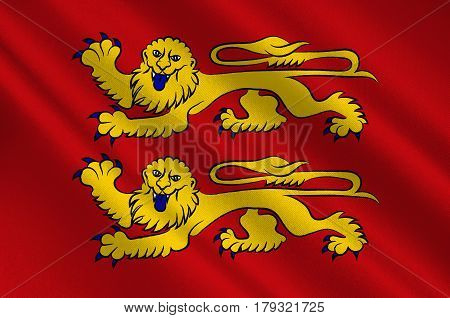 Flag of Normandy is one of the regions of France. 3d illustration