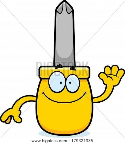 Cartoon Screwdriver Waving