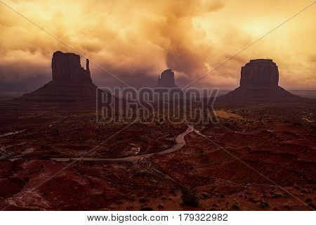 Photo taken of the geological formation of monument valley