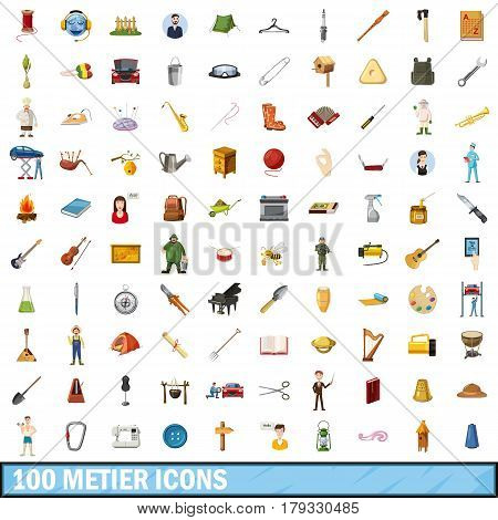 100 metier icons set in cartoon style for any design vector illustration