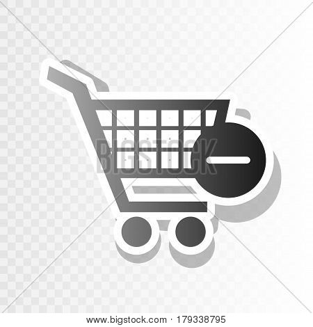 Vector Shopping Cart with Remove sign. Vector. New year blackish icon on transparent background with transition.