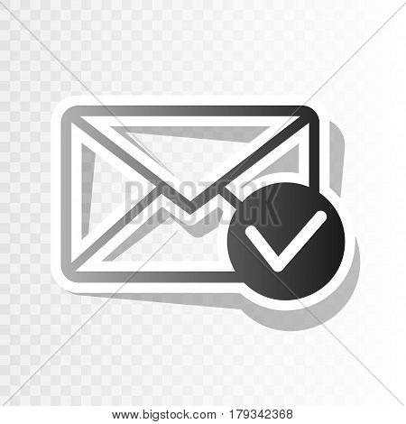 Mail sign illustration with allow mark. Vector. New year blackish icon on transparent background with transition.