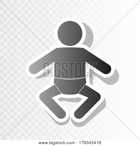 Baby sign illustration. Vector. New year blackish icon on transparent background with transition.