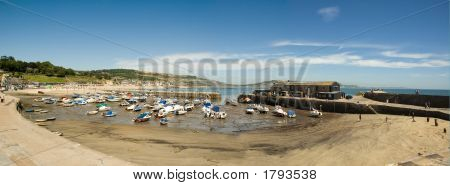 Lyme Regis hamnen vid lågvatten kopia
