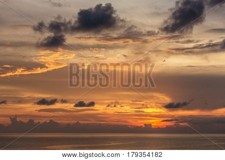 Beautiful sunset sky over the Andaman sea near Koh Kud island, Thailand