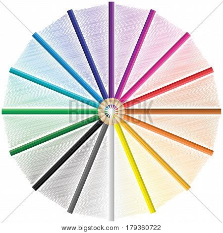 Bunch of different colored crayons set isolated on white background