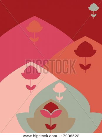 กราฟิกแบบเวกเตอร์ที่แสดงเป็นทิวลิปและลักษณะพิเศษระลอกคลื่นสีสันบทกวี