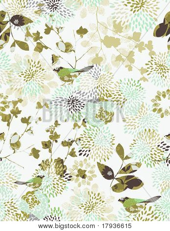Vektorové bezešvé pattern zobrazování japonská zahrada.