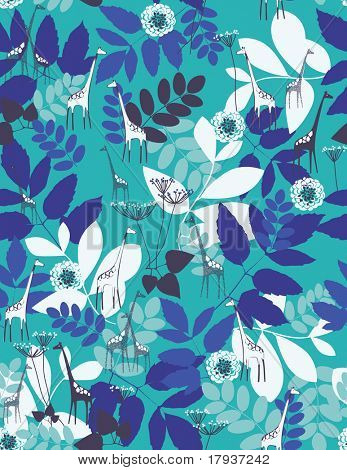 Motif Floral vector avec girafe mignon (Seamless)