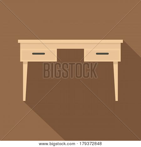 Wooden table icon. Flat illustration of wooden table vector icon for web isolated on coffee ba ckground