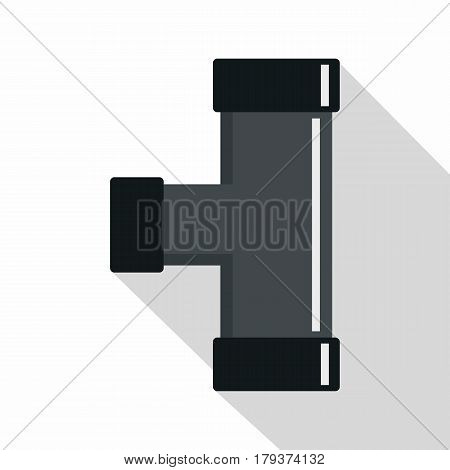 Black joint T pipe connection icon. Flat illustration of black joint T pipe connection colorful wallpapers vector icon for web isolated on white background