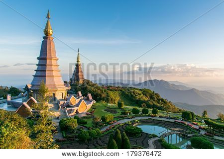 Mountain views, Landscape,Viewpoint on Doi Inthanon. The highest vantage point in Thailand Overlooking the mountains. And sunset, a view that can see both sunrise and sunset ,Nature, Landscape.