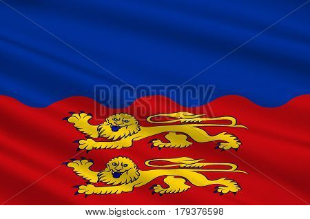 Flag of Calvados is a department in the Normandy region in northwestern France. 3d illustration