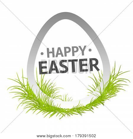 Illustration Happy Easter Egg With Green Grass - Vector