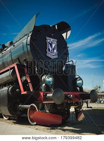 Poland, Poznań -march 26, 2017. Steam Locomotive With Logo Lech Poznan.